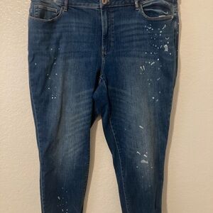 J. Jill Blue Ankle Cropped Jeans Distressed Denim